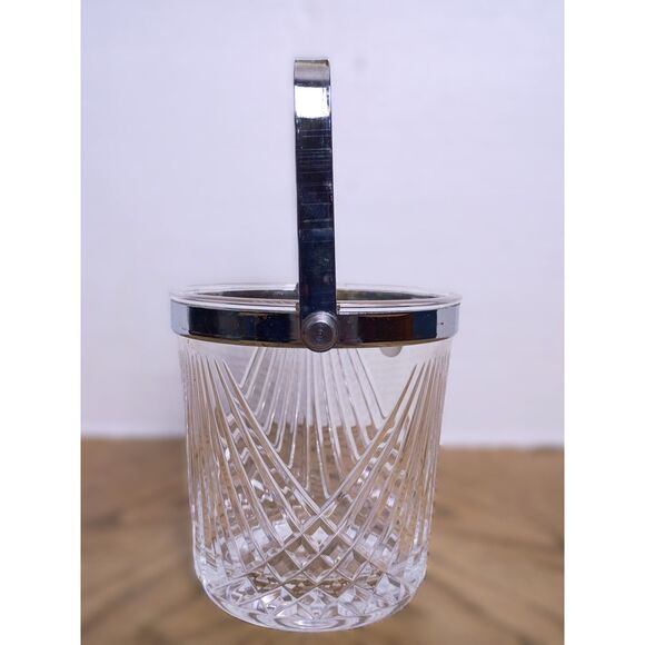 Vintage Cristal d'Arques Taille Cut Crystal Ice Bucket With Silver Tone Handle - Picture 3 of 7